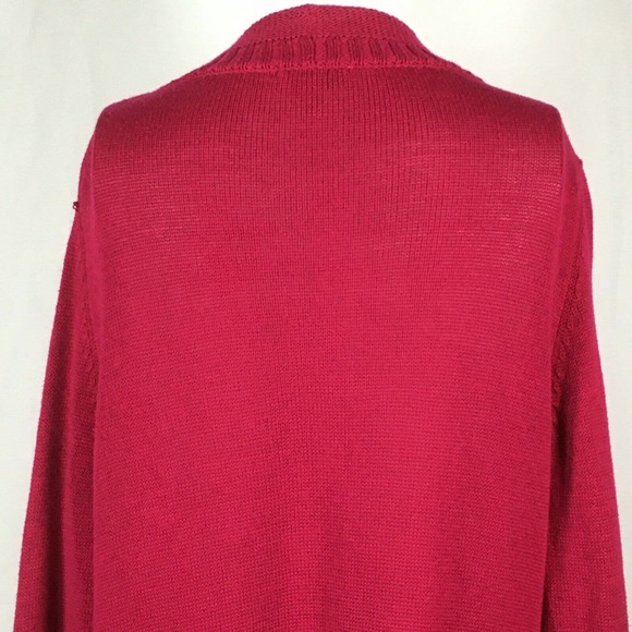Talbots Petite Cardigan Womens Sz P Dark Pink‎ Cotton Open Front Knit Sweater - Picture 4 of 8